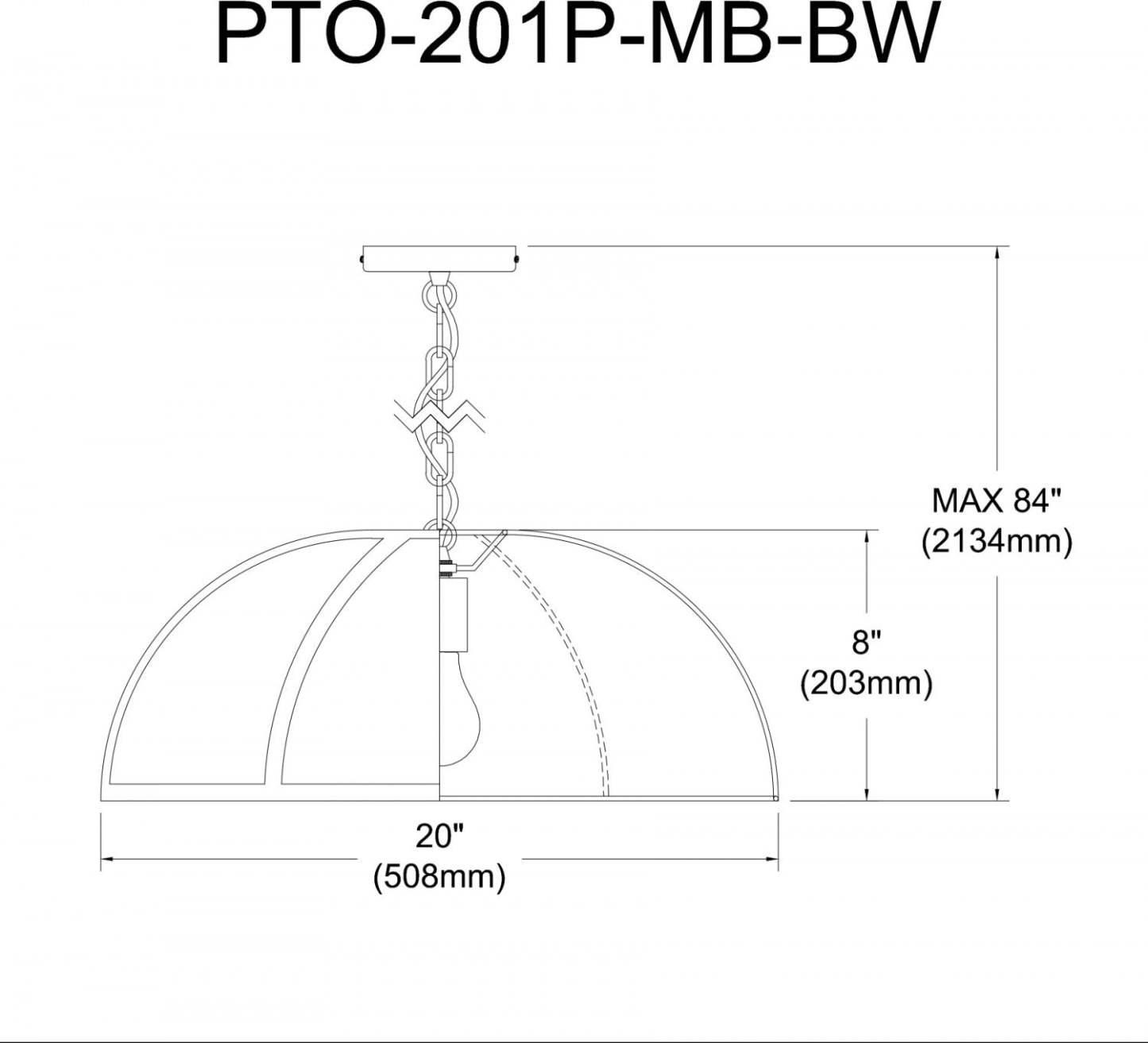 Dainolite Portobello 1 Light Pendant Small Matte Black White Shade And Black Trim Lamp|Petit luminaire suspendu Portobello de Dainolite avec abat-jour blanc, bordure noire, fini noir mat et 1 ampoule