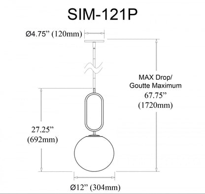 Dainolite Simone 1 Light Pendant Aged Brass White Opal Glass Lamp|Luminaire suspendu Simone de Dainolite en verre blanc opale, avec laiton vieilli et 1 ampoule
