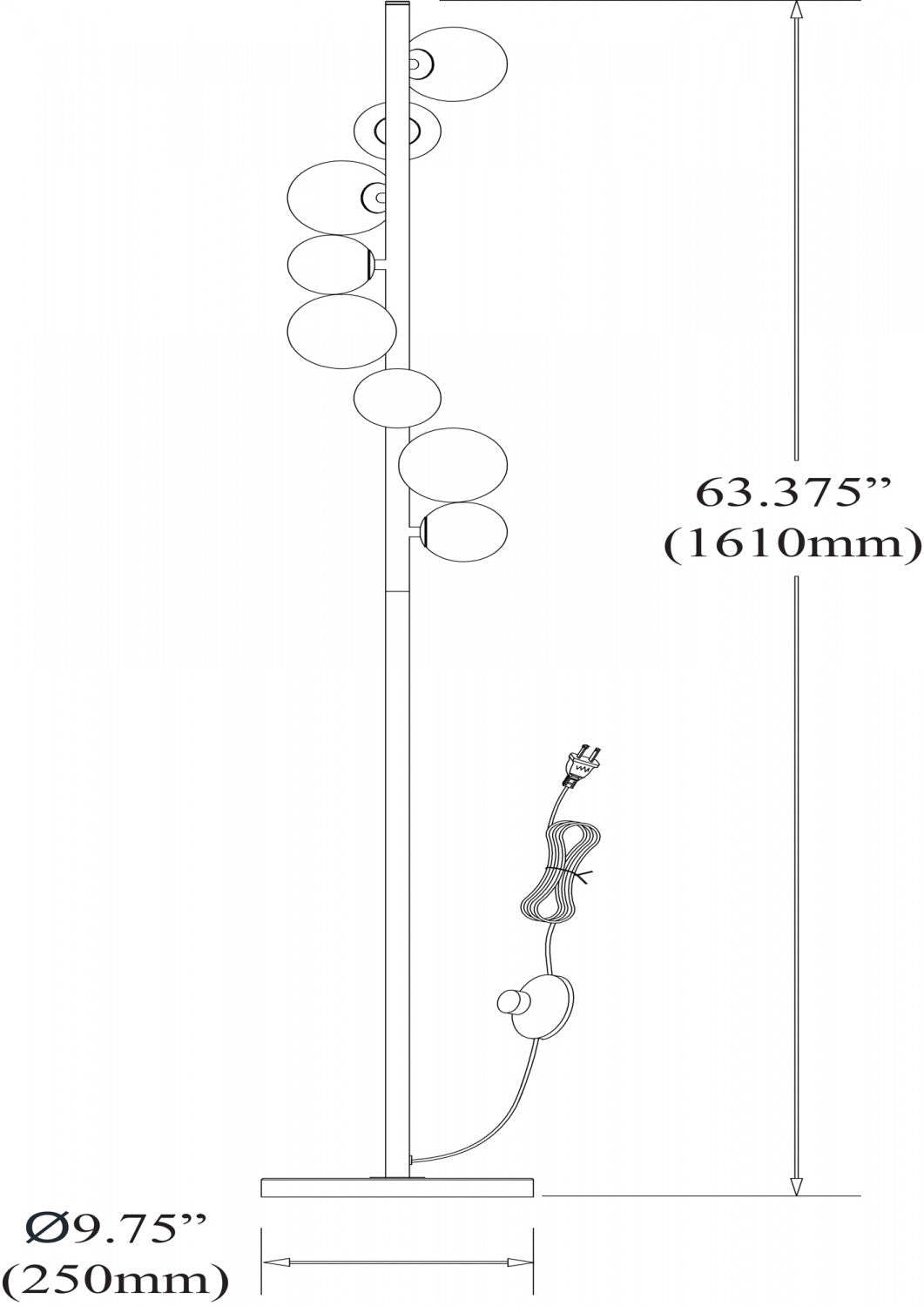 Dainolite Glasgow 8 Light Floor Lamp Vintage Bronze Finish Champagne Glass|Lampe à pied Glasgow de Dainolite en verre champagne, avec fini bronze rétro et 8 ampoules