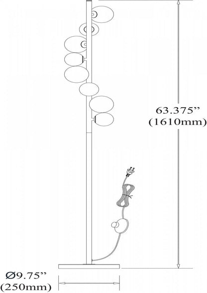 Dainolite Glasgow 8 Light Floor Lamp Vintage Bronze Finish Champagne Glass|Lampe à pied Glasgow de Dainolite en verre champagne, avec fini bronze rétro et 8 ampoules