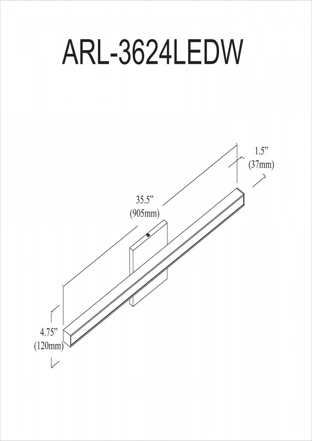 Dainolite Arandel Vanity Light 24w LED Chrome Poli Blanc Acrylique Diffuseur Lampe|Lumière de coiffeuse Arandel de Dainolite en acrylique blanc qui diffuse la lumière, avec fini chromé poli et ampoule à DEL de 24 W