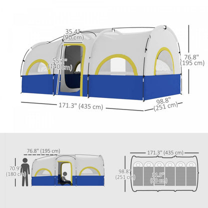 Outsunny Tente de Camping 4-6 Personnes, 3000mm Imperméable et UPF30+, Bleu