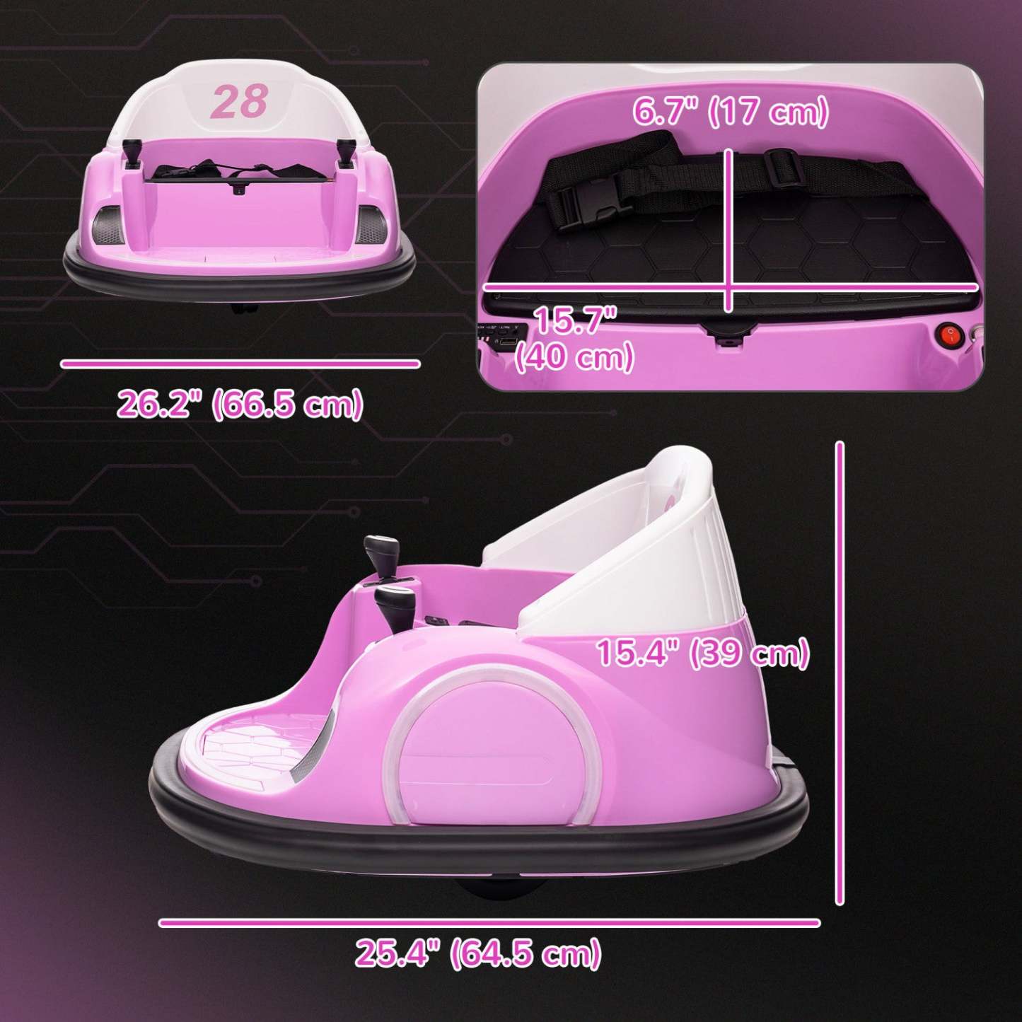 Qaba 12v Bumper Car Pour Tout-Petits, Voiture Électrique Avec Rotation À 360 Degrés, Télécommande,|Qaba Voiture Électrique Avec Rotation À 360 Degrés 12v, Télécommande, Lumières LED, Klaxon, Pour Les