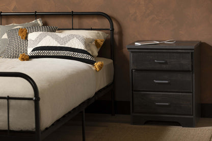 Table de nuit Versa avec station de recharge et tiroirs - Noir frotté|Table de nuit Versa avec station de recharge et tiroirs - noir antique