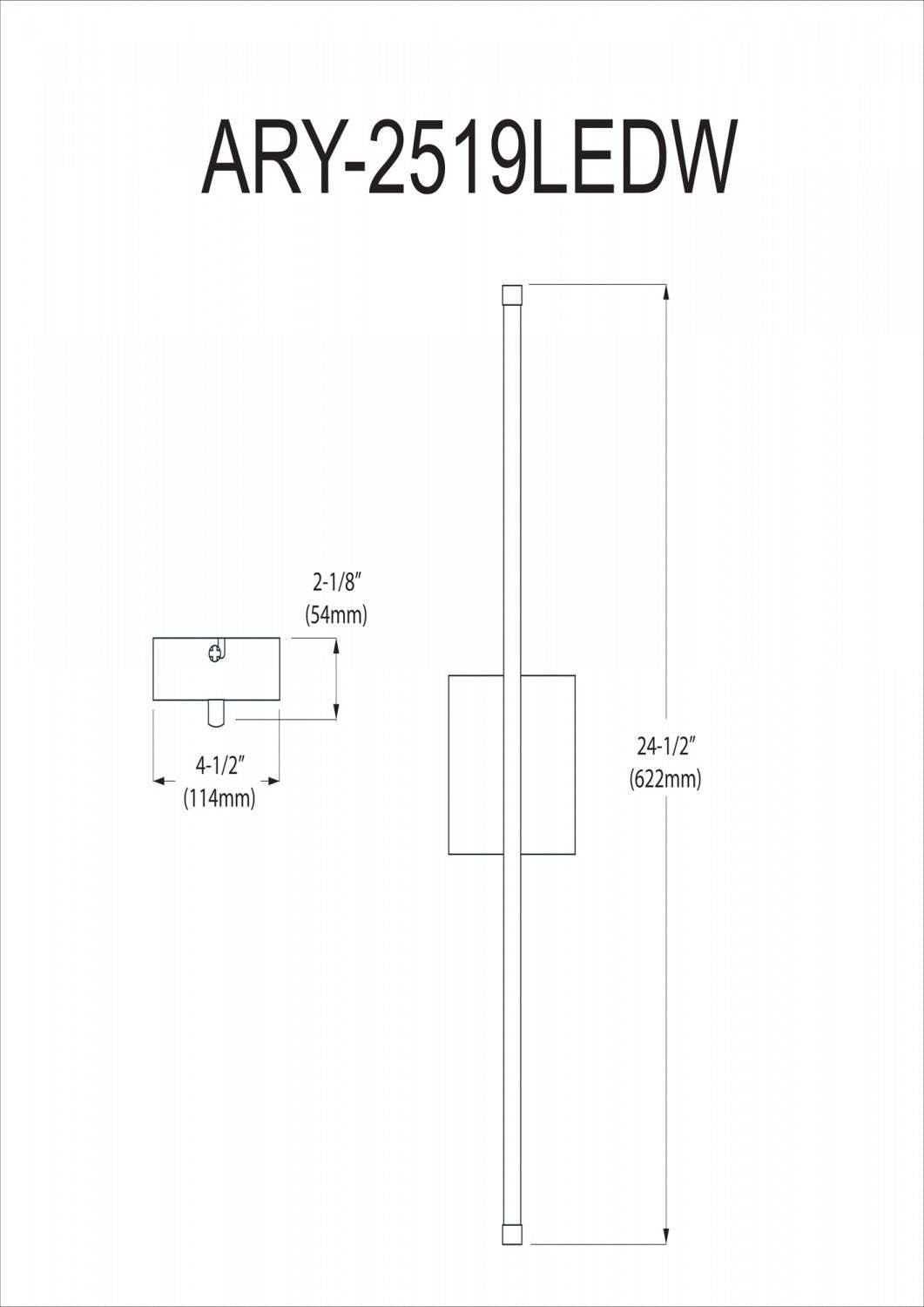 Dainolite Array LED Wall Sconce Vertical 19w Matte Black White Acrylique Diffuseur Lampe|Applique murale verticale Array de Dainolite en acrylique blanc qui diffuse la lumière, avec fini noir mat et ampoule à DEL de 19 W