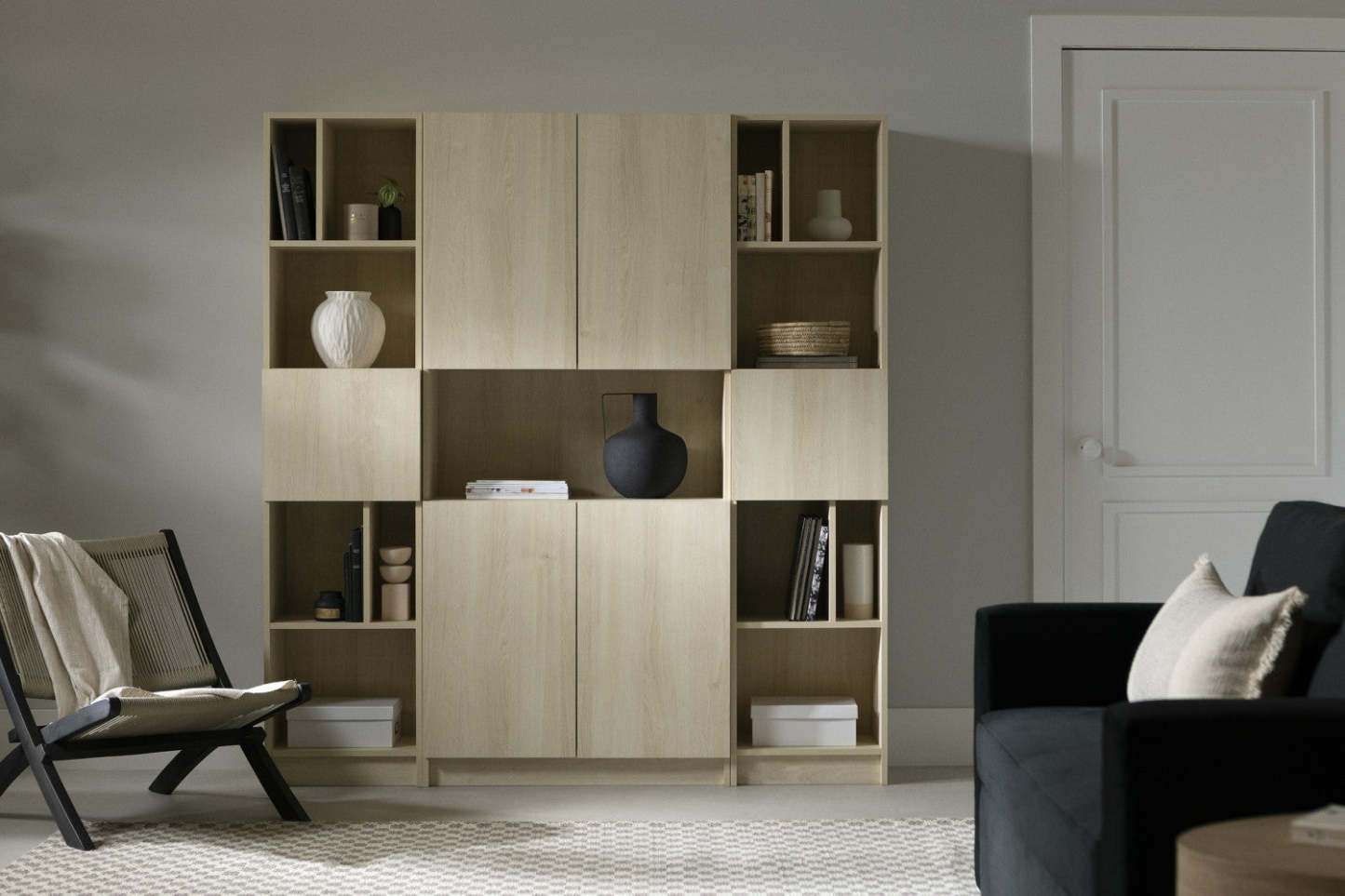Liora 5-shelf Narrow Bookcase - Bleached Oak | Liora Bibliothèque Étroite 5 Tablettes - Chêne Blanchi