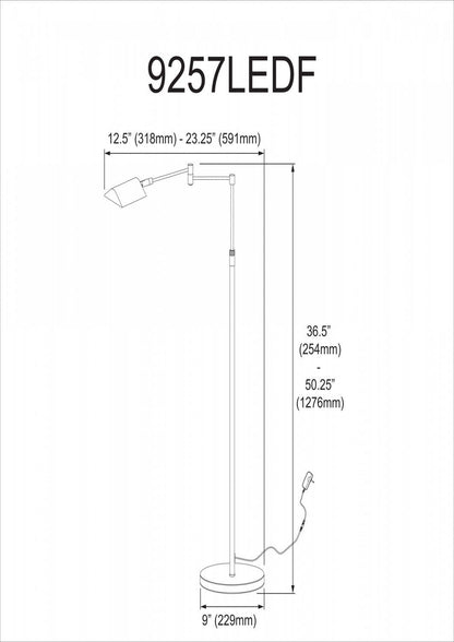 Lampe à pied de Dainolite à bras articulé, avec fini noir et ampoule à DEL de 9 W