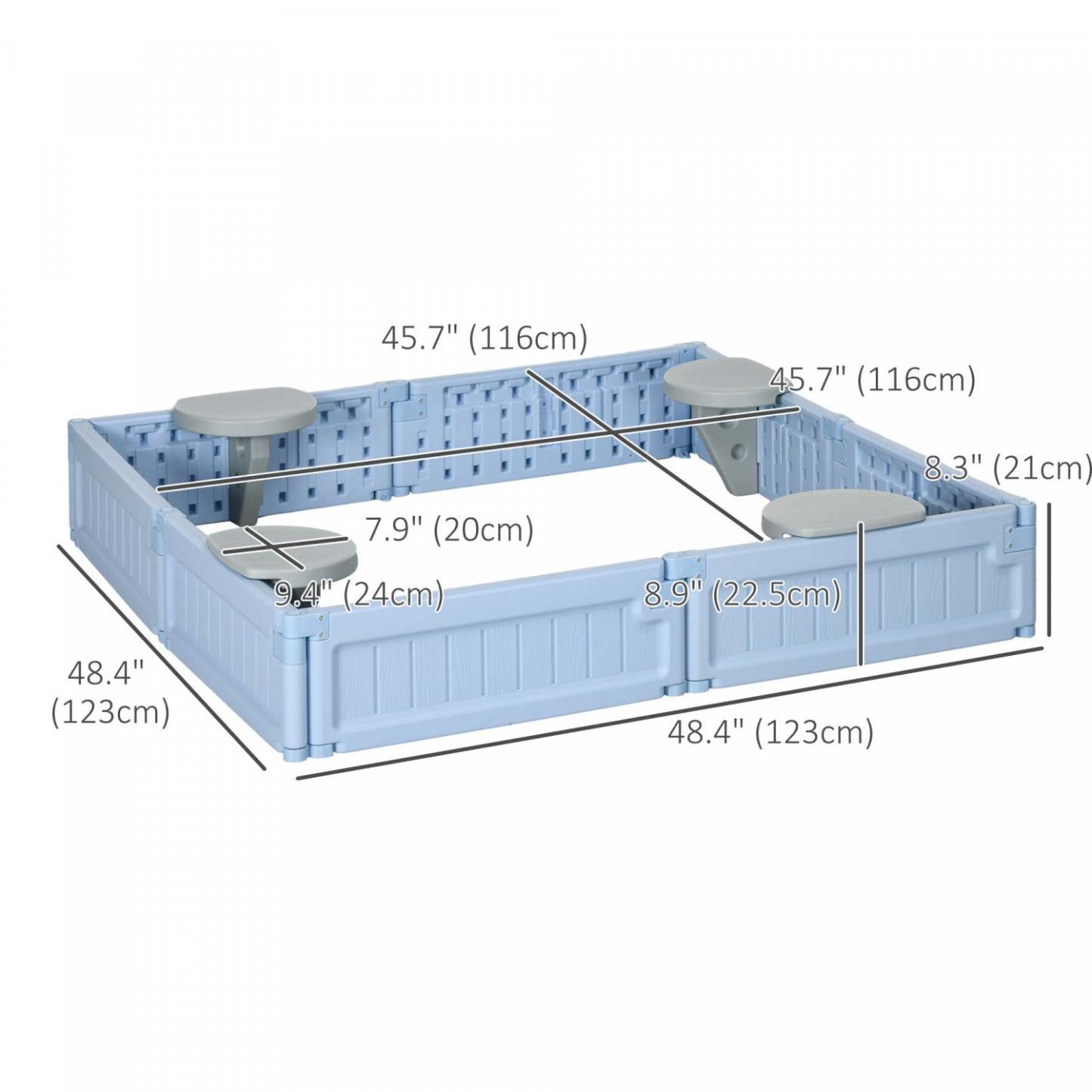 Diy Kids Sandbox Avec Couverture Oxford Imperméable, Station De Jeu Avec Doublure En Tissu Au Fond, Pour 3-|Bac A Sable Exterieur Pour Enfants, Avec Auvent Oxford Imperméable, Doublure De Fond En Tissu, Jeu P