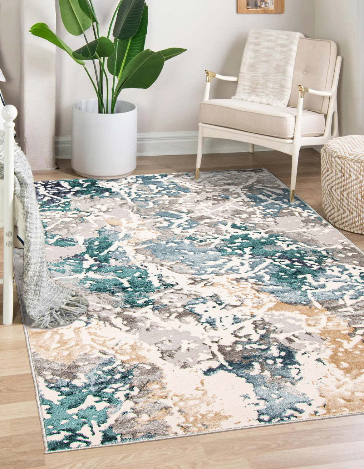 Aura Teal Area Rug - 5'0 x 8'0|Tapis Aura bleu sarcelle - 5 pi 0 po x 8 pi 0 po