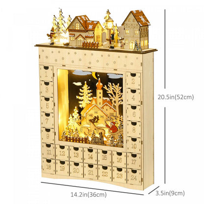 Homcom Calendrier De L'avent De Noël, Compte À Rebours Jusqu'à Noël En Bois