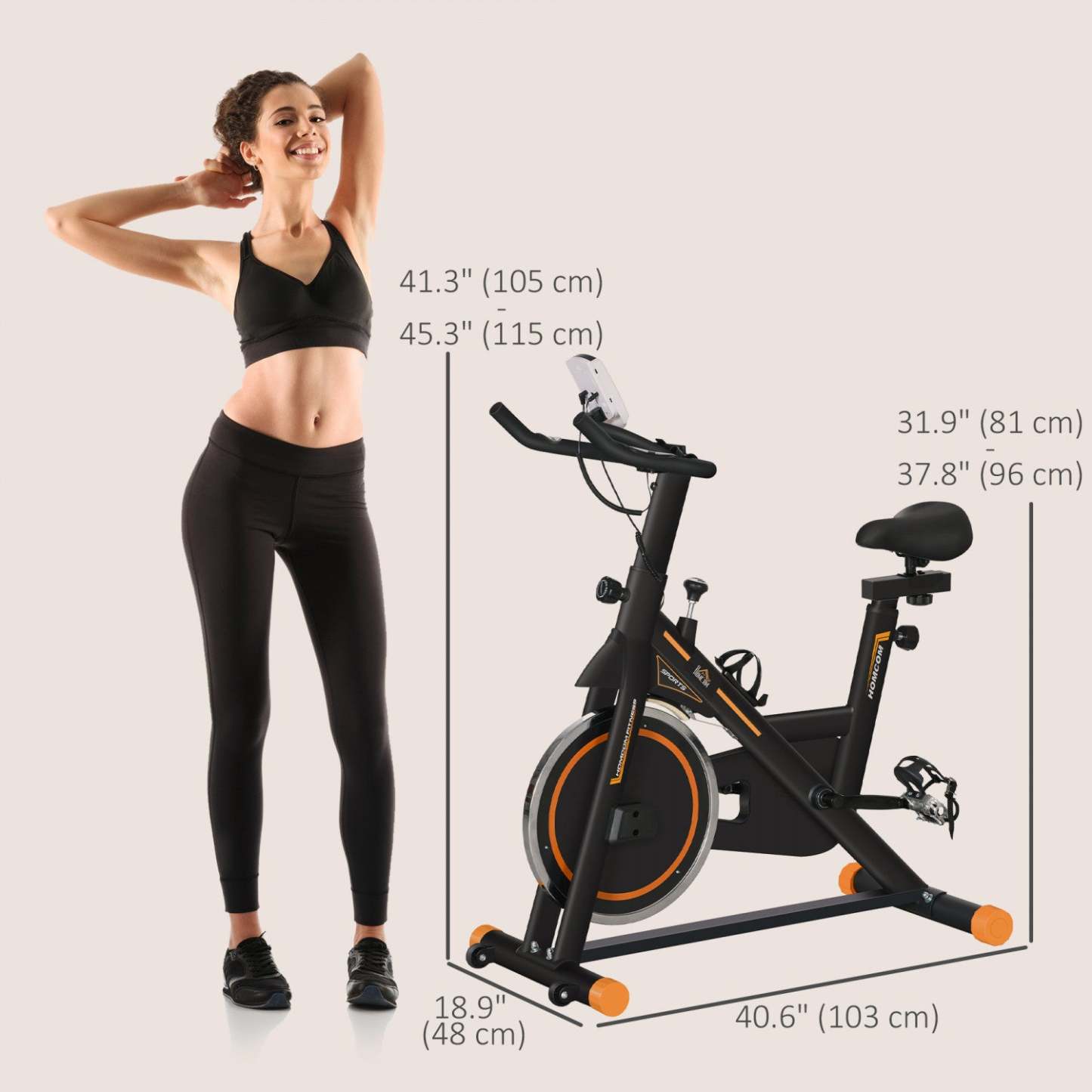 Soozier Vélo d'exercice stationnaire vertical avec moniteur LCD de résistance orange