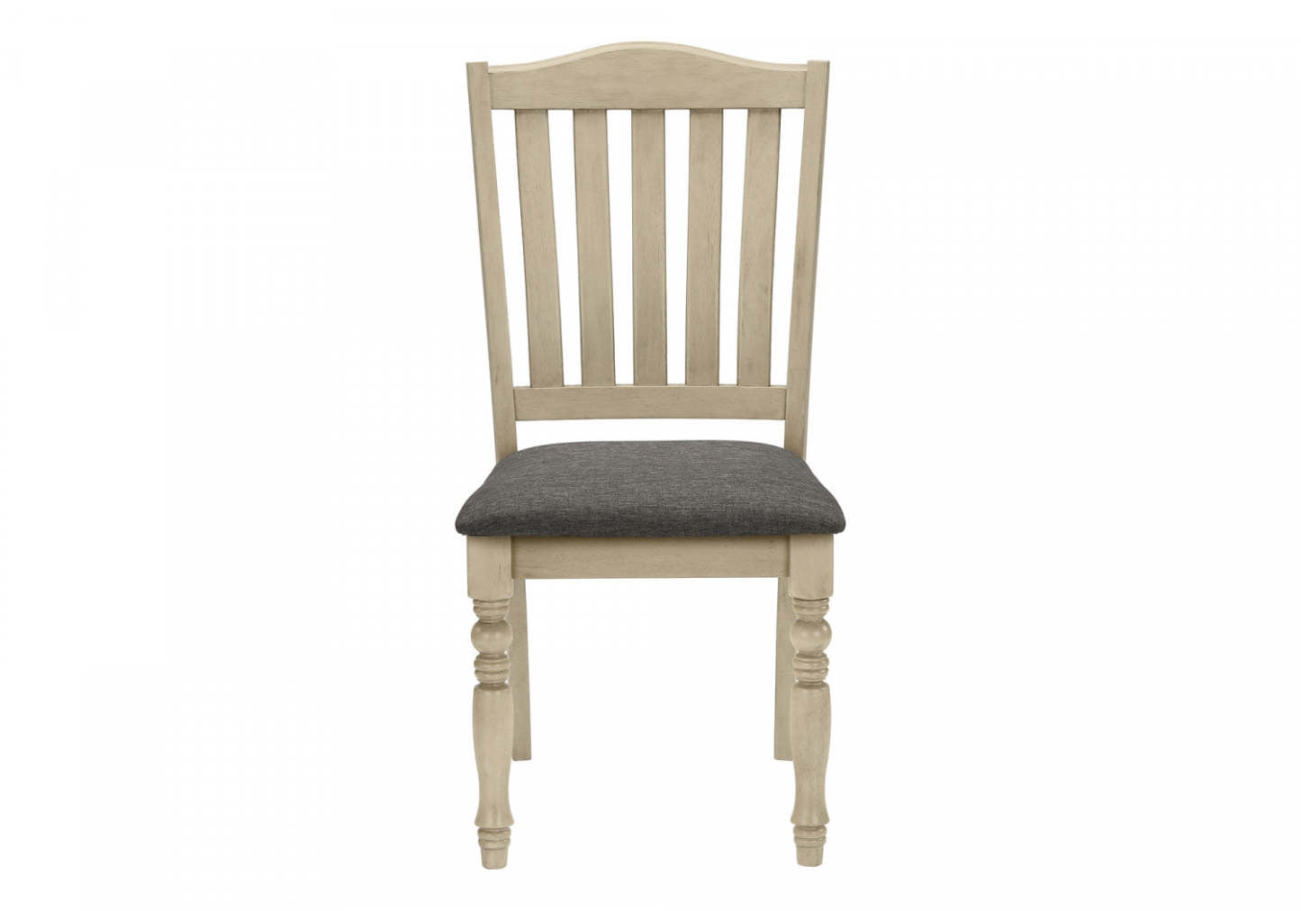 Ensemble de 2 chaises de salle à manger côté cuisine tissu gris antique pieds en bois transitionnel|Ensemble de 2 chaises de salle à manger de style transitionnel avec tissu gris antique et pattes en bois pour la cuisine et la salle à manger