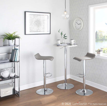 LumiSource Bistro Contemporary Adjustable Round Bar Dining Table - Silver|Table Bistro ronde réglable et contemporaine pour bar ou salle à manger - argentée