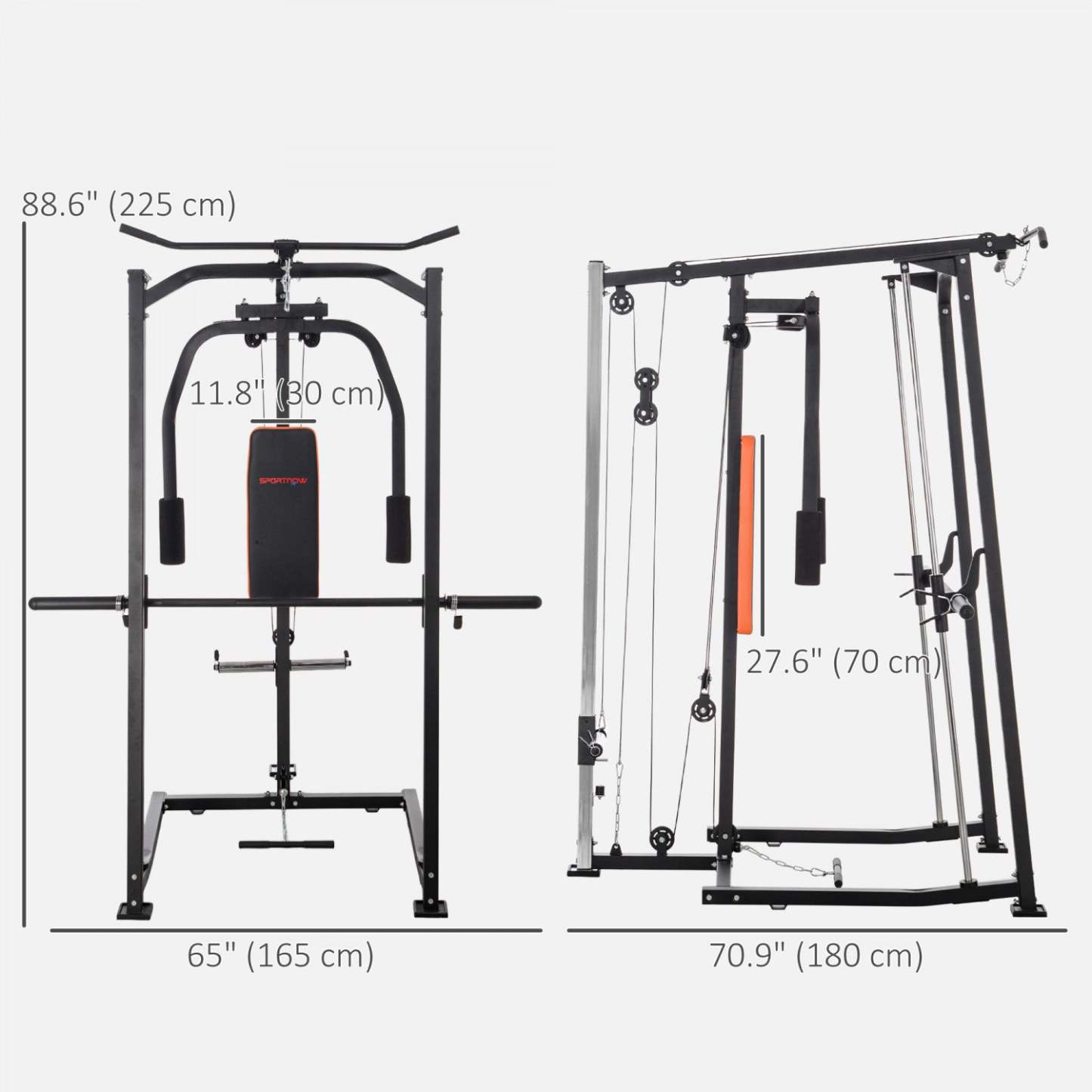 Sportnow Multi-gym Smith Machine Power Cage pour salle de sport à domicile levage de poids