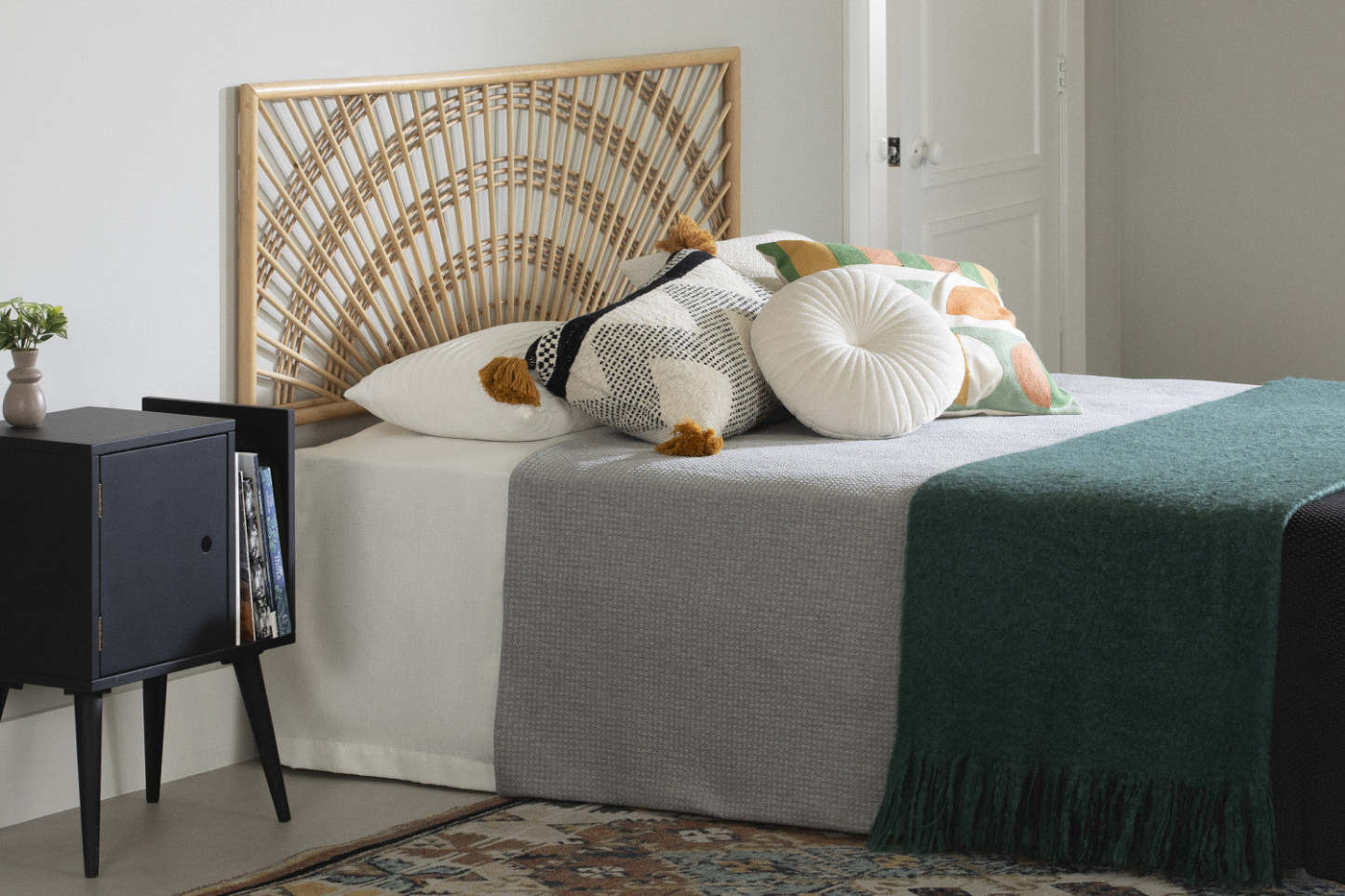 Tête de lit murale en rotin Balka - Sunrise Natural|Tête de lit murale Balka en rotin - naturel, levier de soleil