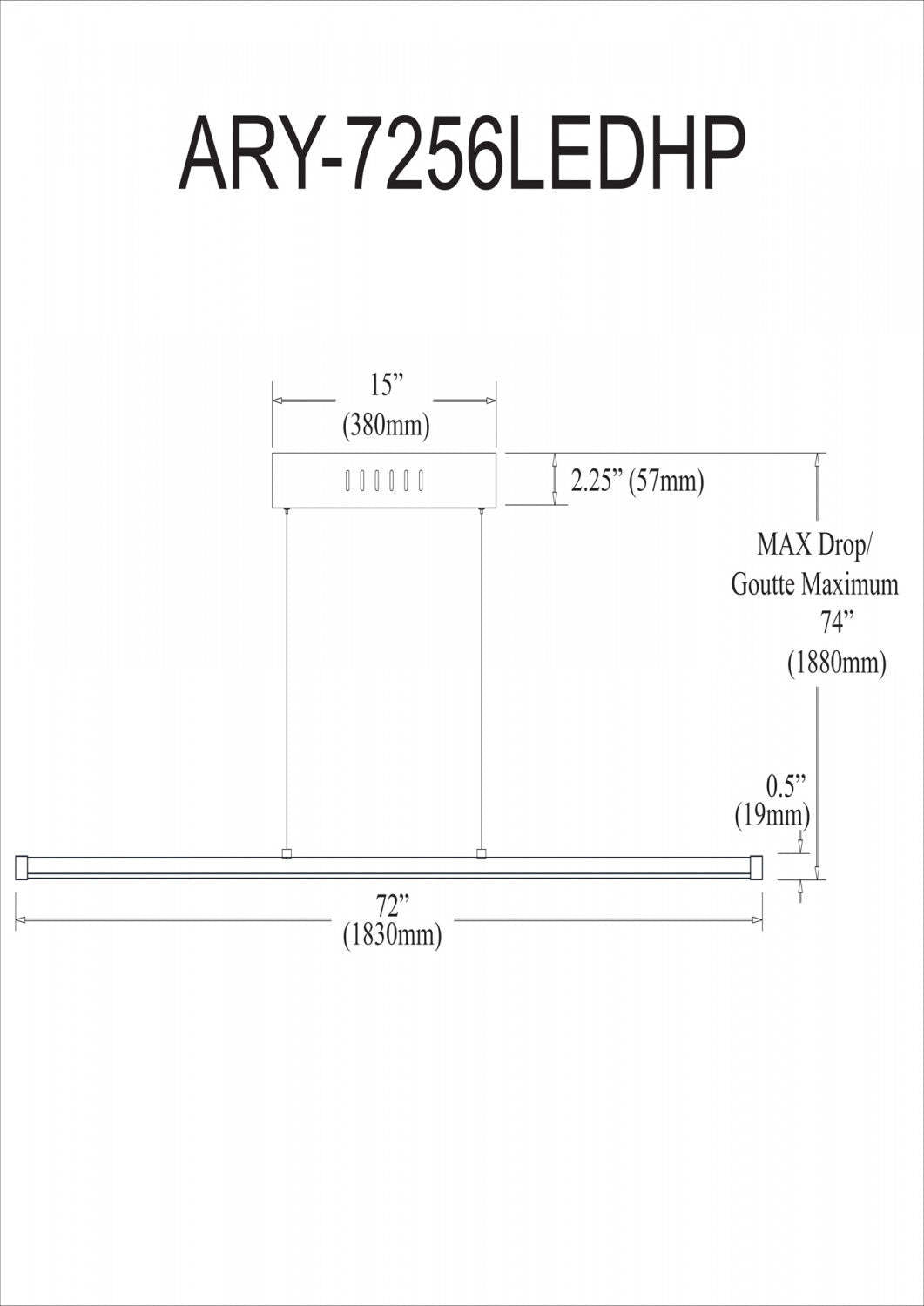 Dainolite Array LED Horizontal Pendant 56w 72 Finition Blanc Mat Lampe Diffuseur Acrylique Blanc|Luminaire suspendu horizontal Array de Dainolite de 72 po en acrylique blanc qui diffuse la lumière, avec fini blanc mat et ampoule à DEL de 56 W