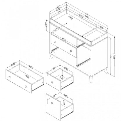 Table à langer large avec tiroirs Yodi - Orme doux et blanc | Yodi Table à langer avec tiroirs Large - Orme naturel et Blanc | D83GZ69E
