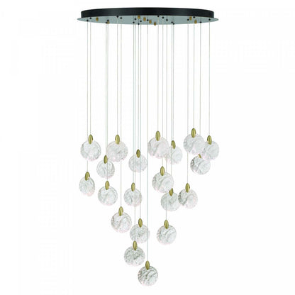 Lustre A 20 lampes A Del Integrees Snowflake, Laiton Satine