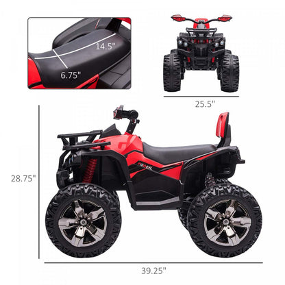 Aosom Voiture Quad A Quatre Roues Pour Enfants 12 V Avec Phares De Travail Mp3 Reels, Moto Alimentee