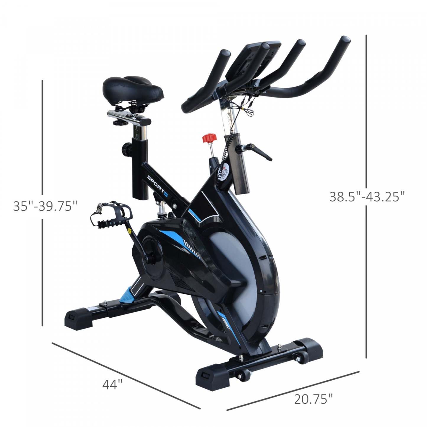Soozier Stationary Exercise Bike Indoor Cardio Workout Cycling Bicycle W/ Heart Pulse Sensor &amp; Lcd M|Soozier Vélo d'appartement Cardio Vélo Exercice Biking Écran Multifonction Lcd Guidon Selle réglable