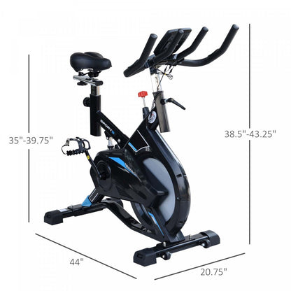 Soozier Stationary Exercise Bike Indoor Cardio Workout Cycling Bicycle W/ Heart Pulse Sensor &amp; Lcd M|Soozier Vélo d'appartement Cardio Vélo Exercice Biking Écran Multifonction Lcd Guidon Selle réglable