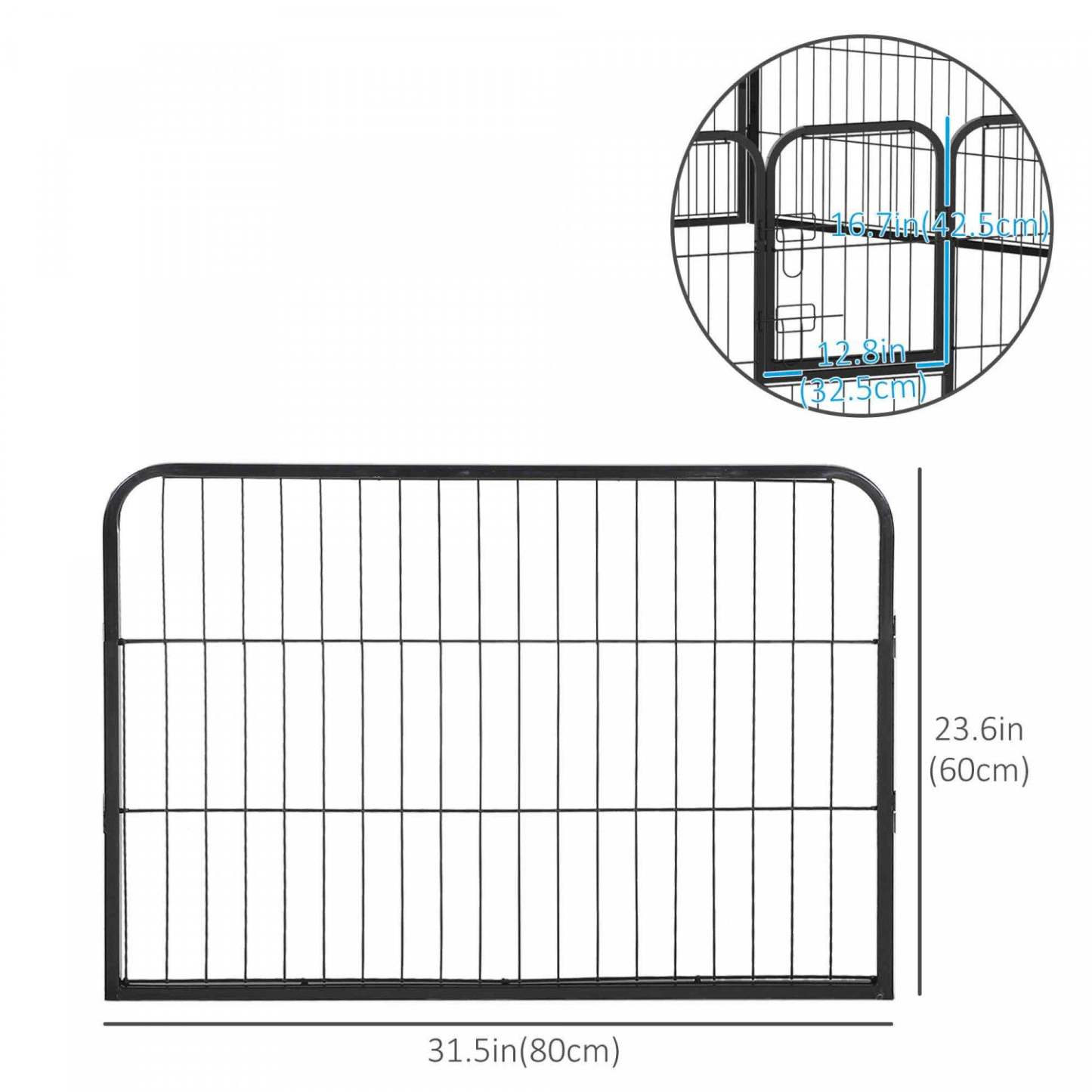 Pawhut Heavy Duty Dog Playpen, 8 Panel 23.5 Height Metal Pet Puppy Exercise Pen, Diy Design, Outdoo|Luxe Parc Enclos Modulable Acier 8 Panneaux Et 1 Porte Pour Chiens 80l X 60h Cm Noir