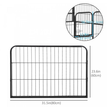 Pawhut Heavy Duty Dog Playpen, 8 Panel 23.5 Height Metal Pet Puppy Exercise Pen, Diy Design, Outdoo|Luxe Parc Enclos Modulable Acier 8 Panneaux Et 1 Porte Pour Chiens 80l X 60h Cm Noir