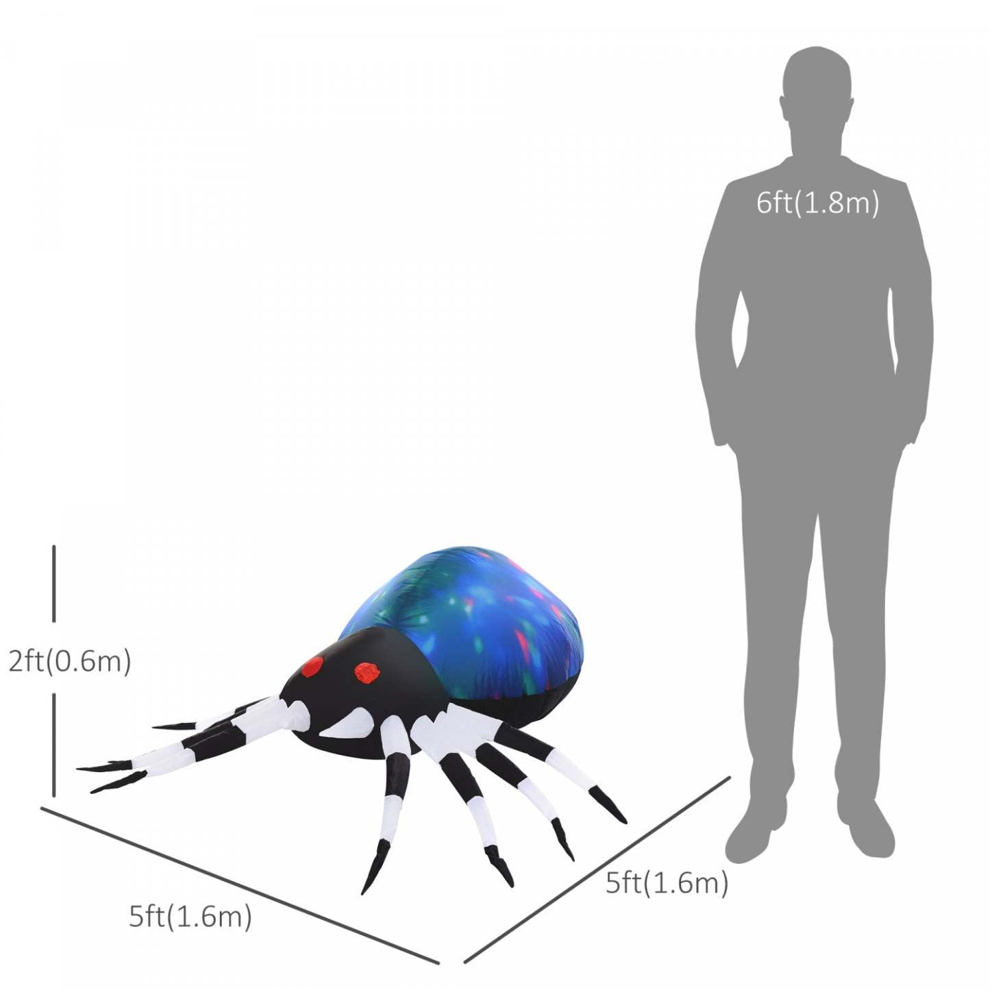Homcom 4ft Spider Gonflable Halloween Décoration|Homcom Araignée Gonflable D'Halloween