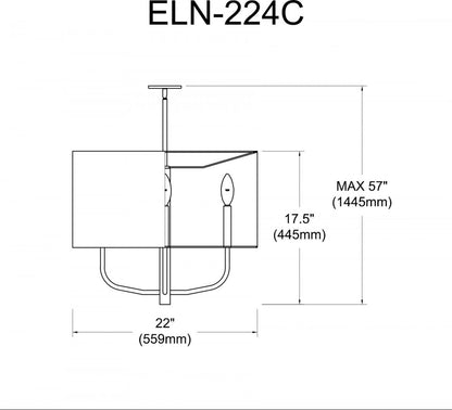 Dainolite Eleanor 4 Light Chandelier Matte Black Black/White Shade Lamp|Lustre Eleanor de Dainolite avec abat-jour noir et blanc, fini noir mat et 4 ampoules