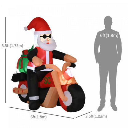 Homcom 5.5ft Père Noël Montant Sur Une Moto Décoration de Noël Gonflable | Homcom Père Noël Gonflable Camouflage