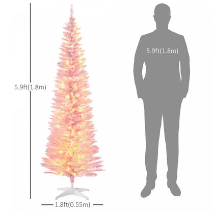Homcom 6' Prelit Artificial Christmas Tree With Warm White Led Lights|Homcom Arbre de Noël artificiel pré-éclairé 6 pi avec lumières LED blanc chaud