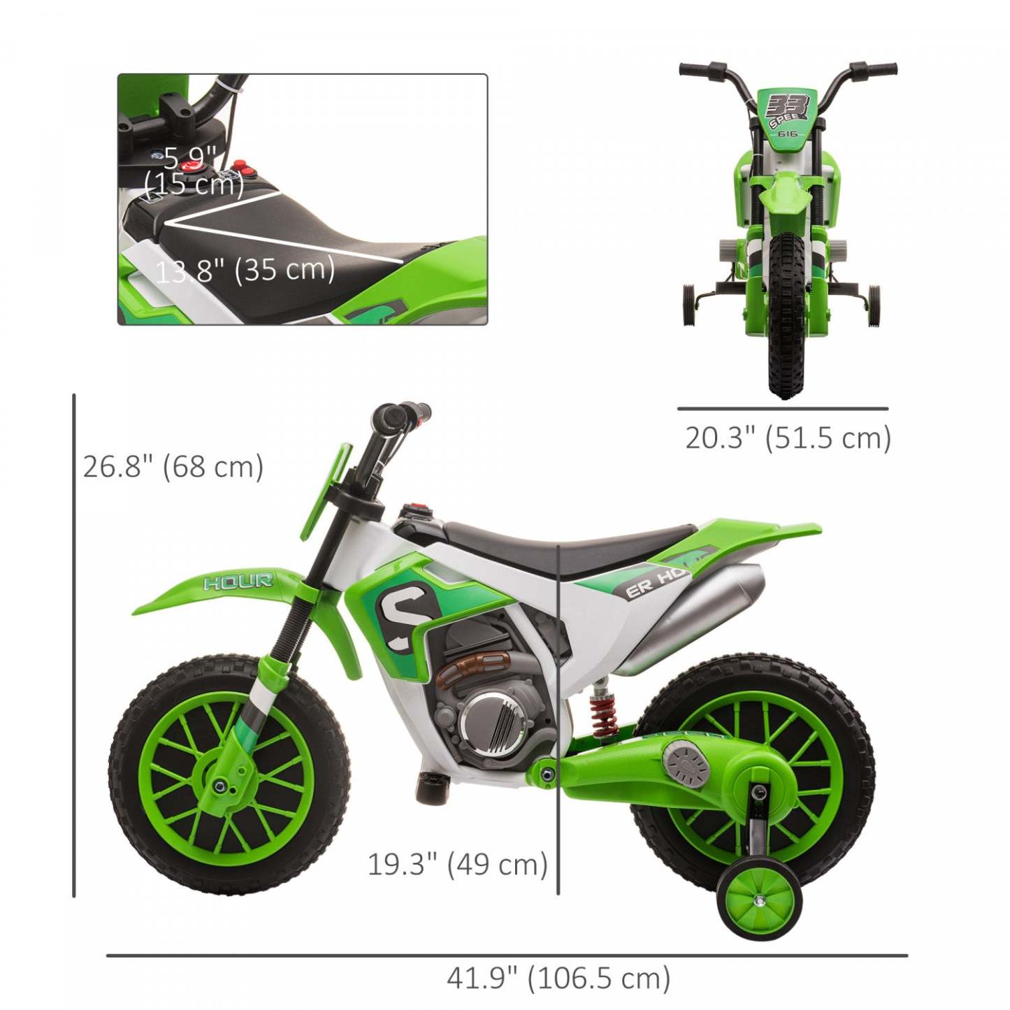 Aosom Kids Dirt Bike Batterie Électrique Moto À Accumulateur Avec Charge 12v, Formation|Aosom Moto Électrique Avec Roues Stabilisatrices Amovibles Scooter Électrique Pour Enfants 3-5 Ans B
