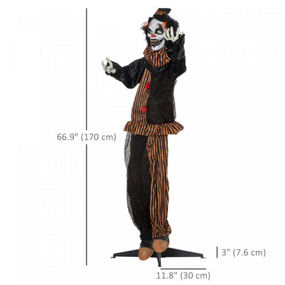 Outsunny Clown Animatronic Prop W/ Light Up Eyes, Pour Fête|Homcom Accessoire Animatronique De Clown Avec Yeux Lumineux, Pour Fête