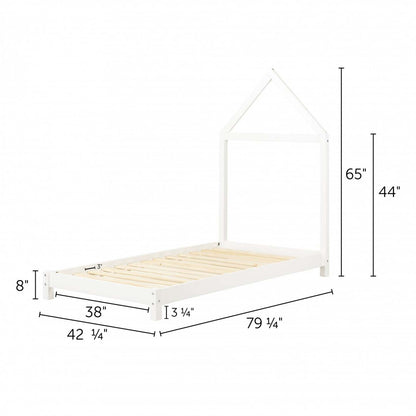 Lit simple Sweedi avec tête de lit à cadre maison - Blanc pur | Sweedi Lit avec tête de lit maison Simple - Blanc solide | D83G80DO