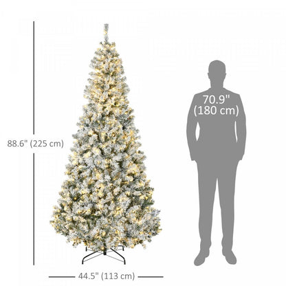 Homcom Arbre de Noël artificiel floqué de neige de 7,5 pieds avec lumières|Homcom Arbre de Noël Artificiel Floconné de Neige de 7,5 Pieds avec Lumières