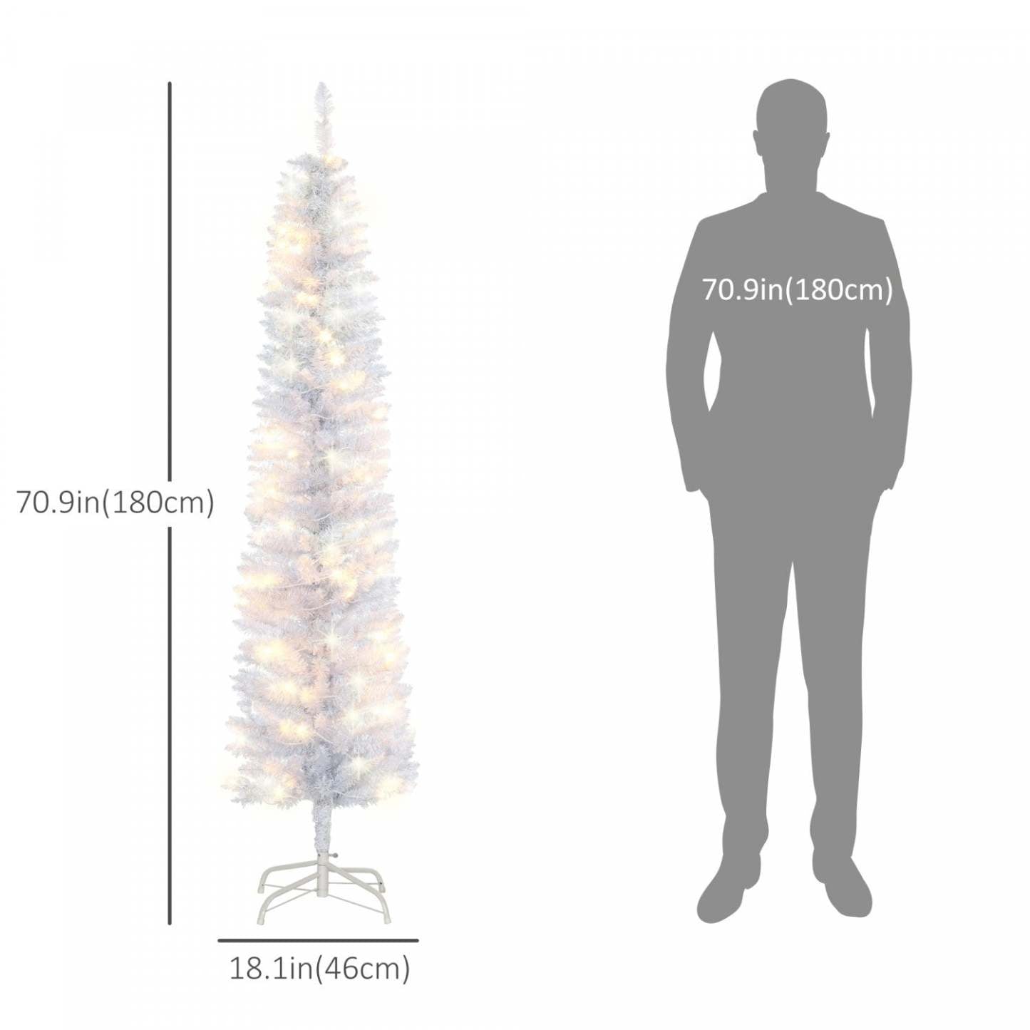 Homcom Arbre De Noël Artificiel Crayon Pré-éclairé De 6' Avec 100 Leds|Homcom Arbre De Noël Artificiel Pré-éclairé De 6 Pi Avec 100 Led