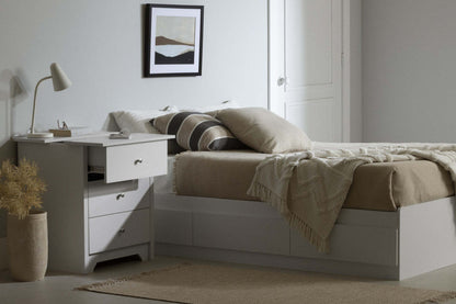 Table de nuit Vito avec station de recharge et tiroirs - Blanc pur | Vito Table De Nuit Avec Station De Chargement - Blanc Solide