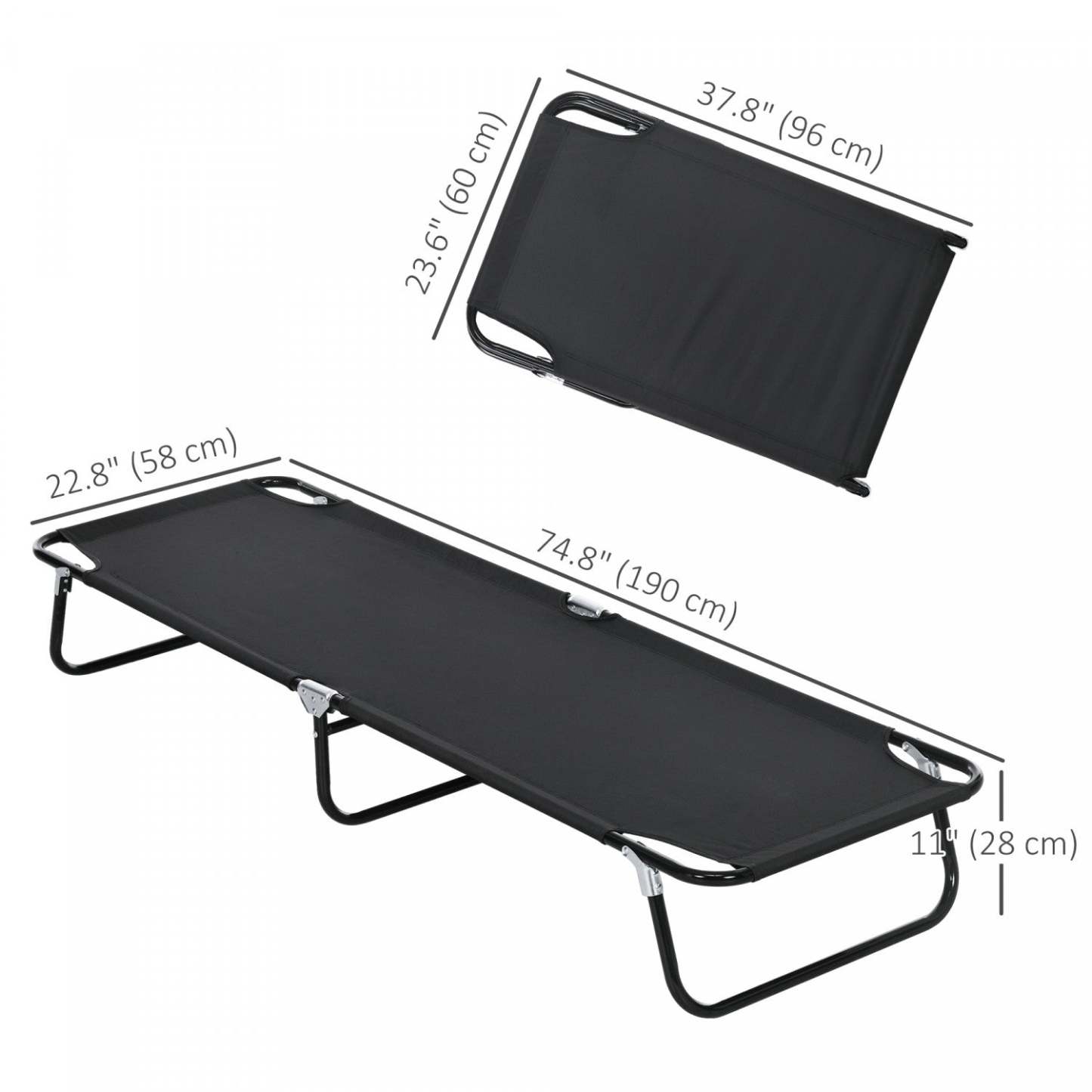 Lit de camping pliant Outsunny pour adultes, lit de sommeil portable en plein air.