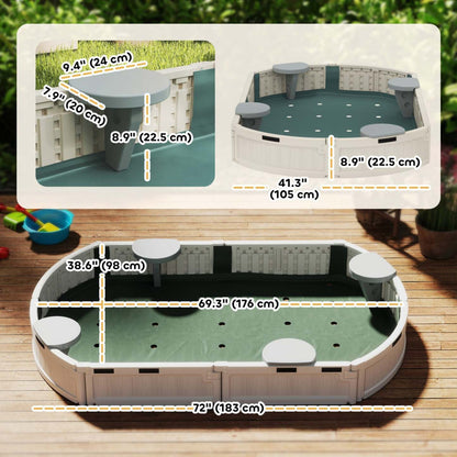 Outsunny Bac À Sable Pour Enfants Avec Couvercle, Bac À Sable Pour L'extérieur Avec Siège D'angle, Montage Facile, Station De Sable À Jouer