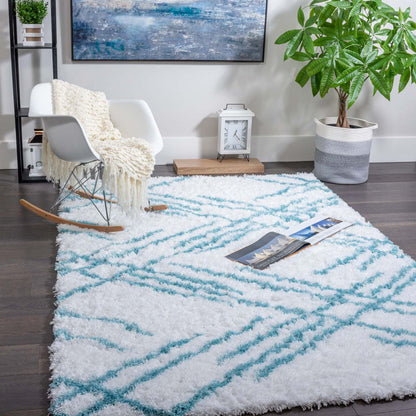 Ker Turquoise Lines 3x5 Area Rug | Carpette Ker turquoise à rayures 3 x 5 | D80GDLTF