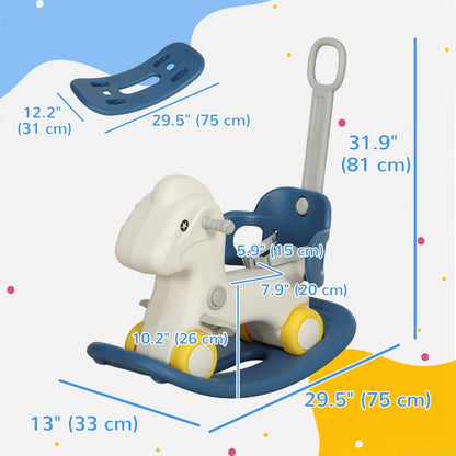 Qaba Cheval A Bascule 4 En 1 Pour Bebe, Voiture A Pousser, Voiture Coulissante Avec Planche D'equilibre &