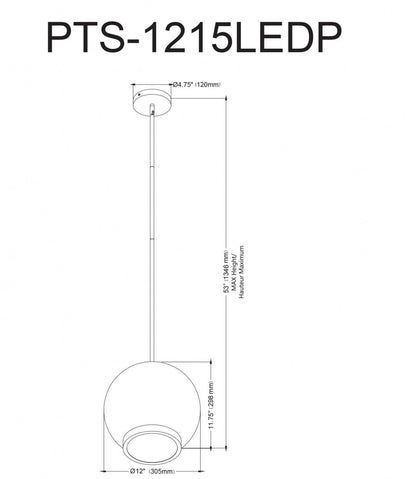 Dainolite Picotas LED Suspension 15w Noir Mat Verre Clair Lampe|Luminaire suspendu Picotas de Dainolite en verre transparent, avec fini noir mat et ampoule à DEL de 15 W
