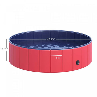 Pawhut Piscine Pour Chien Pliable Portable, Piscine Pour Animaux De Compagnie, Baignoire Pour Chiots Intérieure/Extérieure Avec Antidérapant | Pawhut D01-004rd Piscine De Bain Pour Chien Pliable Pour Animal Domestique Piscine Pour Chiot Baignoire