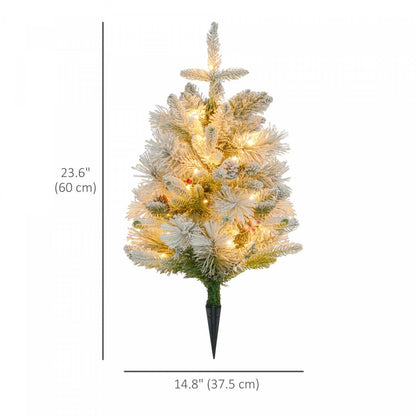 Homcom 2 Sapins De Noël De 2pi Artificiels Pré-éclairés, 60 Lumières Led