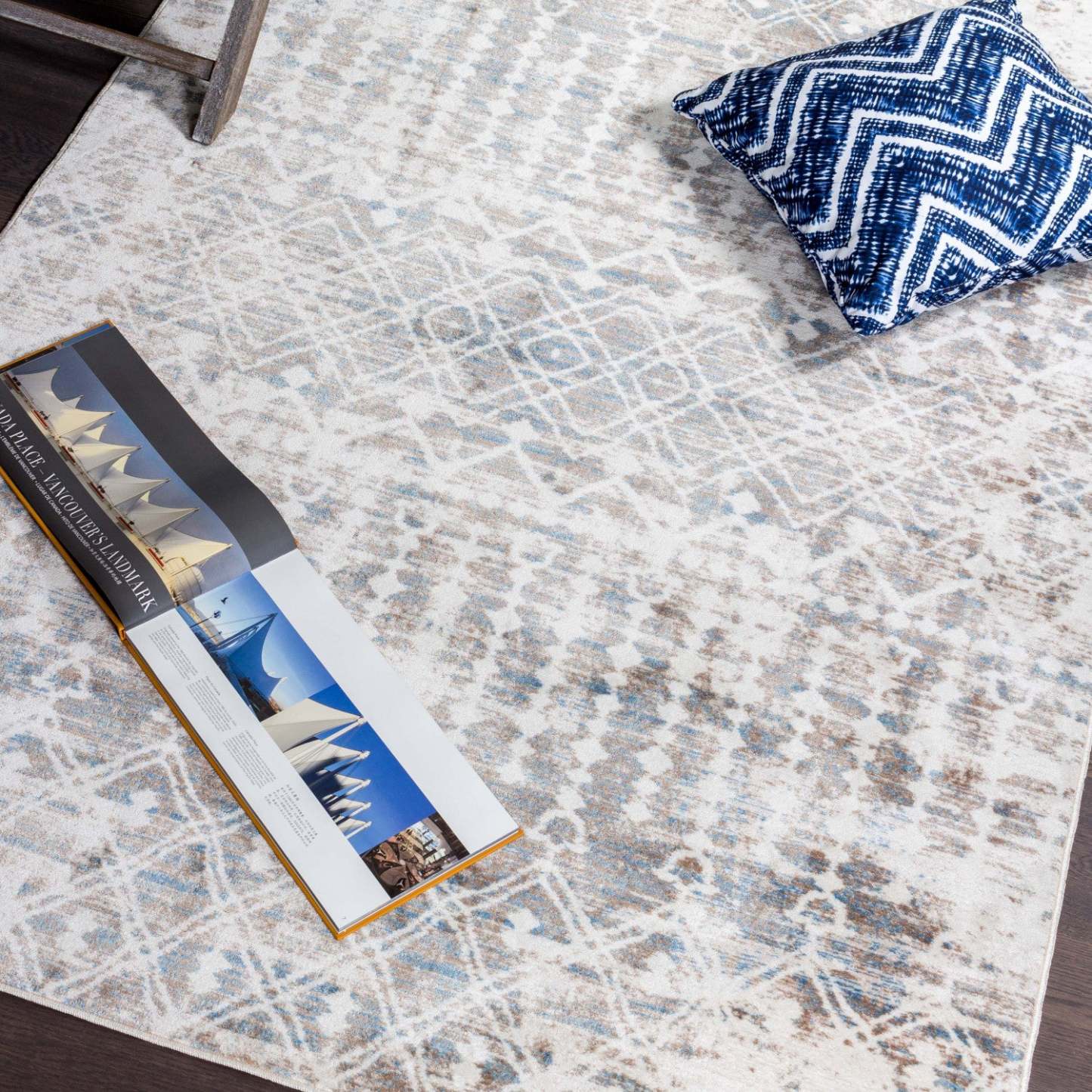 Tapis Shi marocain bleu 3x5|Carpette Shi bleue à motifs marocains 3 x 5|D80GS213