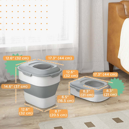 Pawhut Recipient De Stockage De Nourriture Pour Chien, Pliable De 11 À 55 Lb, Avec Couvercles Hermétiques
