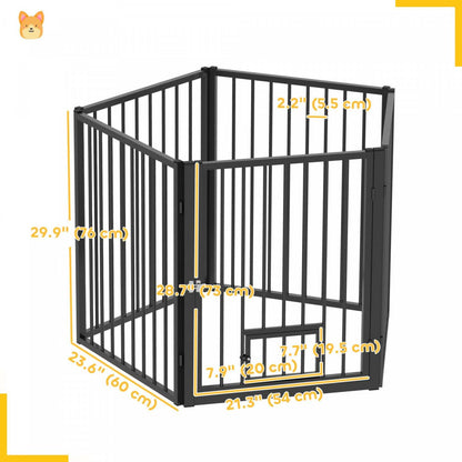 Pawhut Parc Pour Chien, 30h Enclos Pour Animaux, 5 Panneaux Enclos D'exercice Pour Chiot Robuste Avec Barrière &amp; Porte Pour Chat