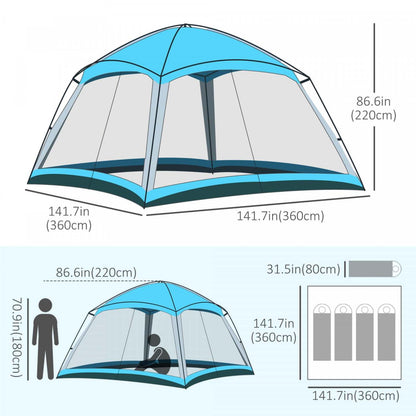 Outsunny Screen House, 8 Personnes Tente de Camping, Tente Dôme Avec Sac de Transport Et 4 Parois En Maille Pour La Randonnée, |Outsunny Tente De Camping Familiale 8 Personnes Tente Dôme Avec Sac De Transport 4 Parois En Maille