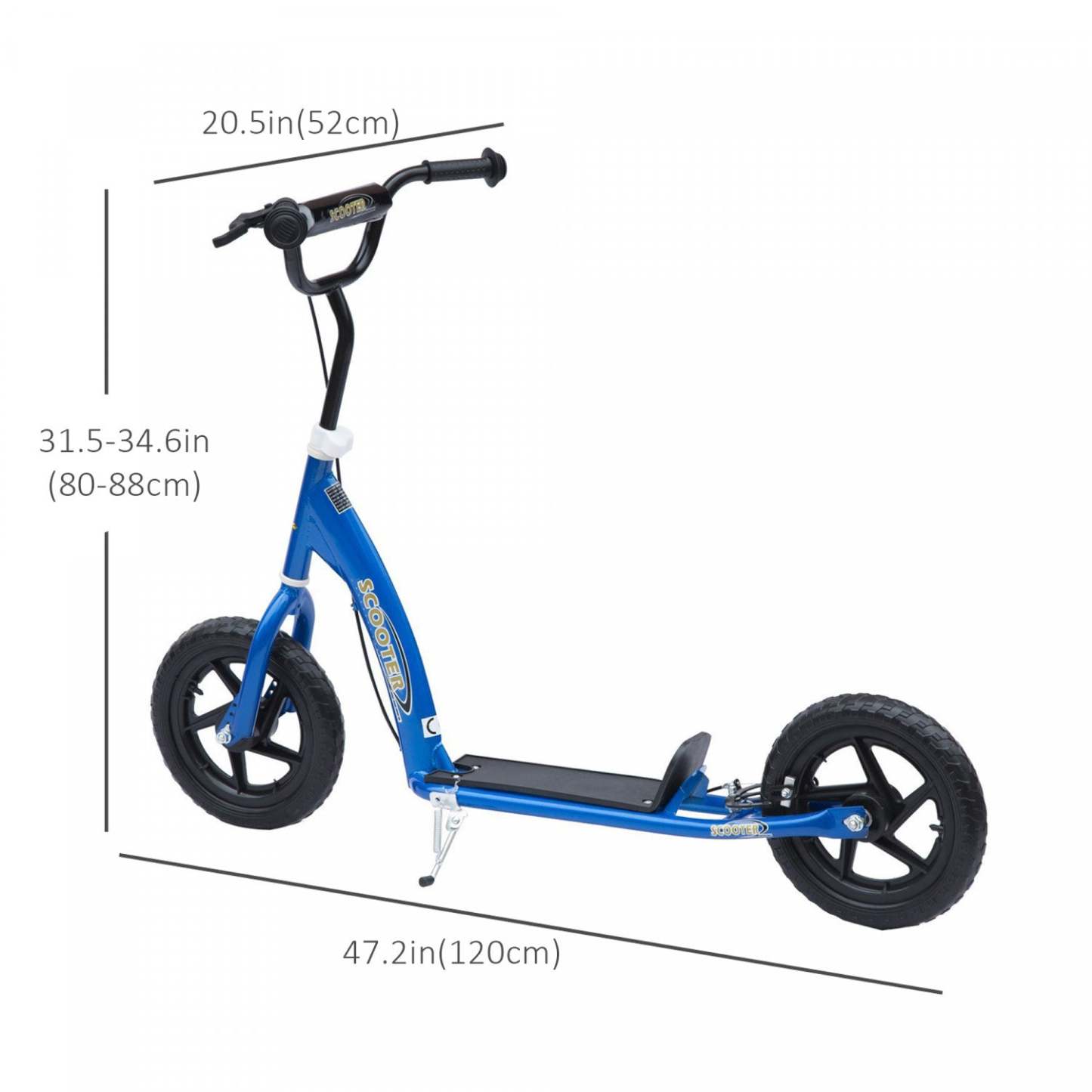 Homcom Trottinette pour Enfants Vélo de Rue pour Adolescents Jouet à Pousser avec Pneu de 12'' pour 5-12 Ans Bleu|Homcom Trottinette De Cascade réglable Pour Enfants Avec Pneu De 12 (bleu)