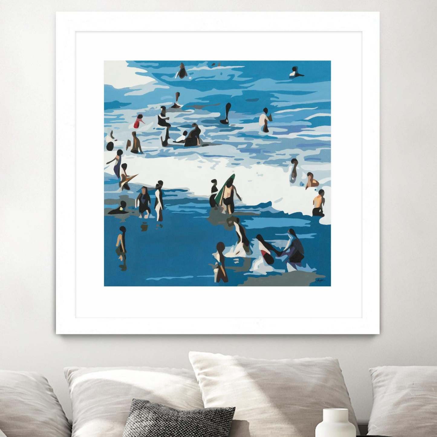 Surf's Up Matted and Framed White 30x30 Wall Art|Œuvre d'art murale encadrée blanche et mate « Surf's Up » 30 x 30